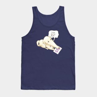 Borzoi Dog Drawing Bone on a Paper Tank Top